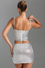 Oh Polly Adaia jupe micro mini blanche strass taille basse