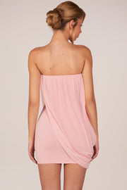 Oh Polly Dresses Alessandra Mini Robe Blush Pink Drapée