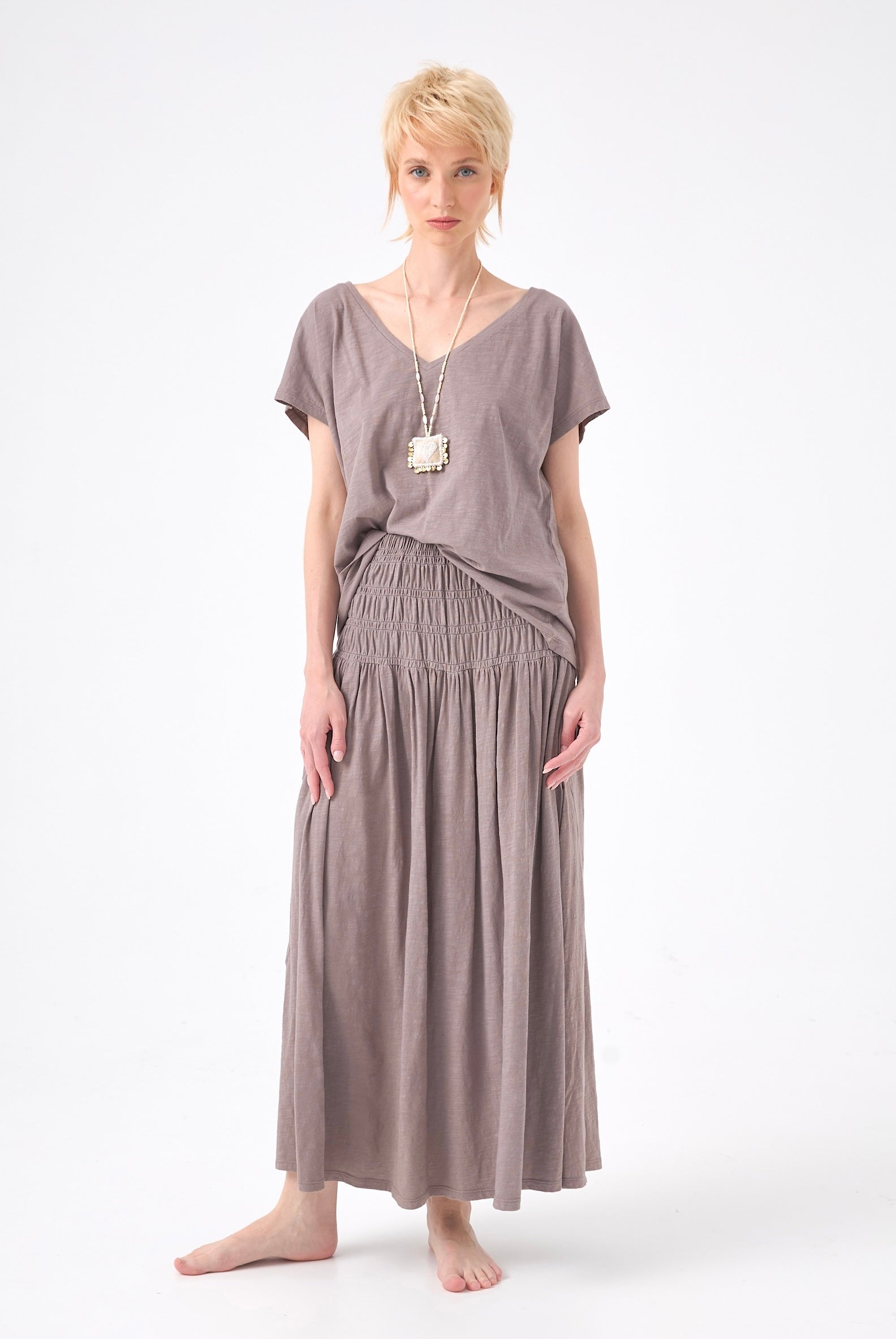 Chicosoleil Roxy tee-shirt oversize gris flanelle coton