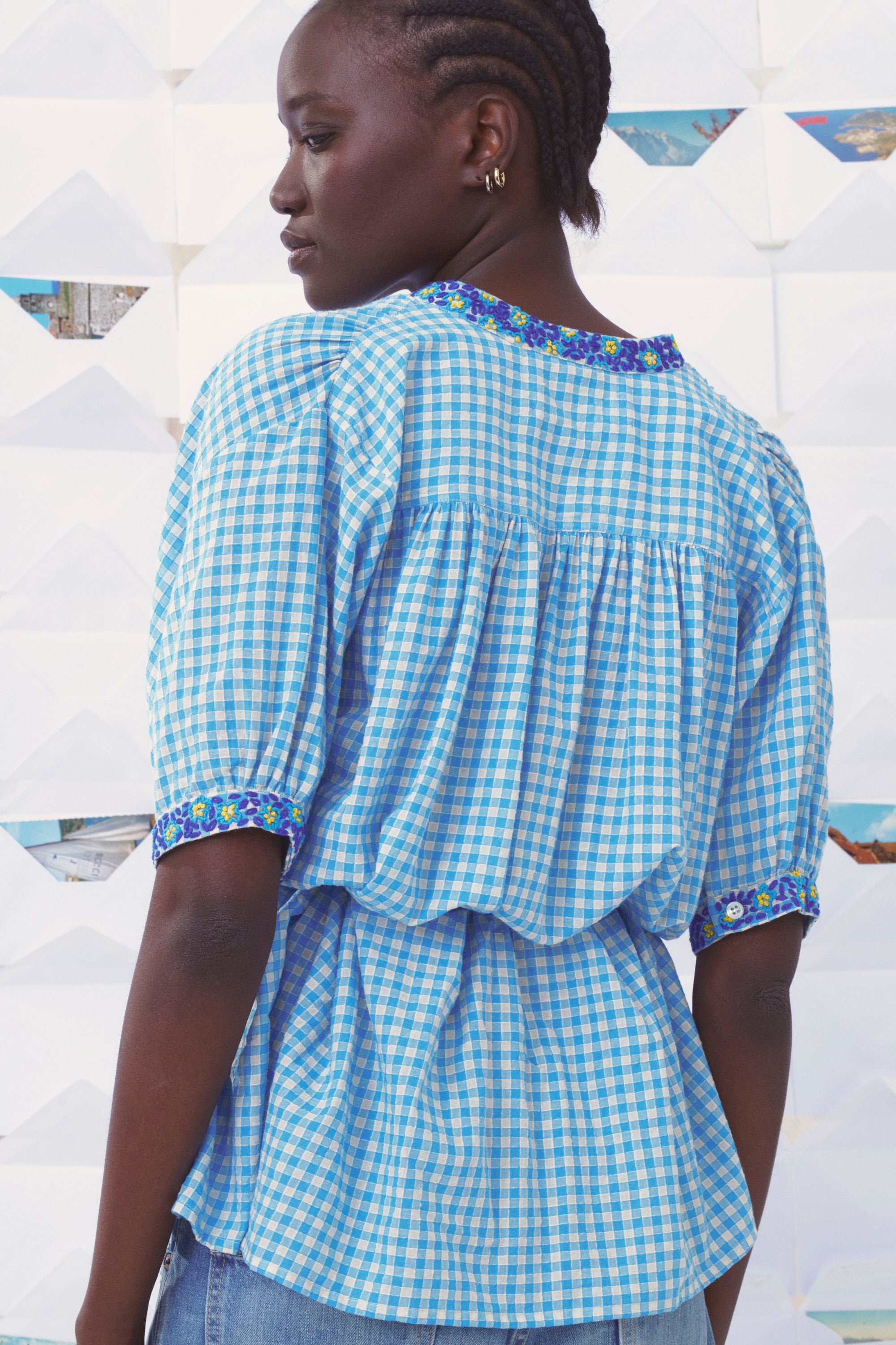 Mii carte postale blouse Artemis femme coton vichy