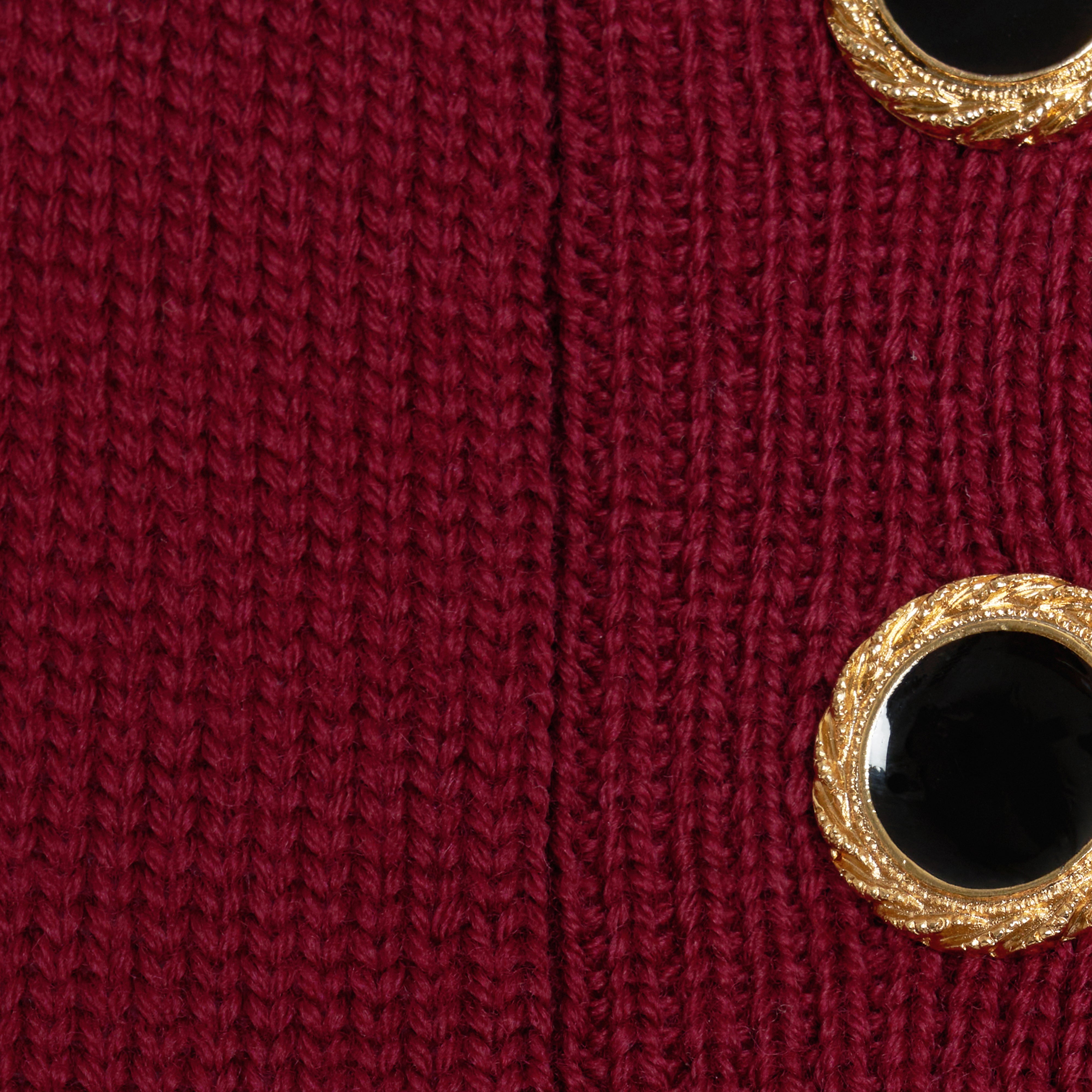 Alessandra Rich Lace-Knit Polo pull bordeaux mérinos