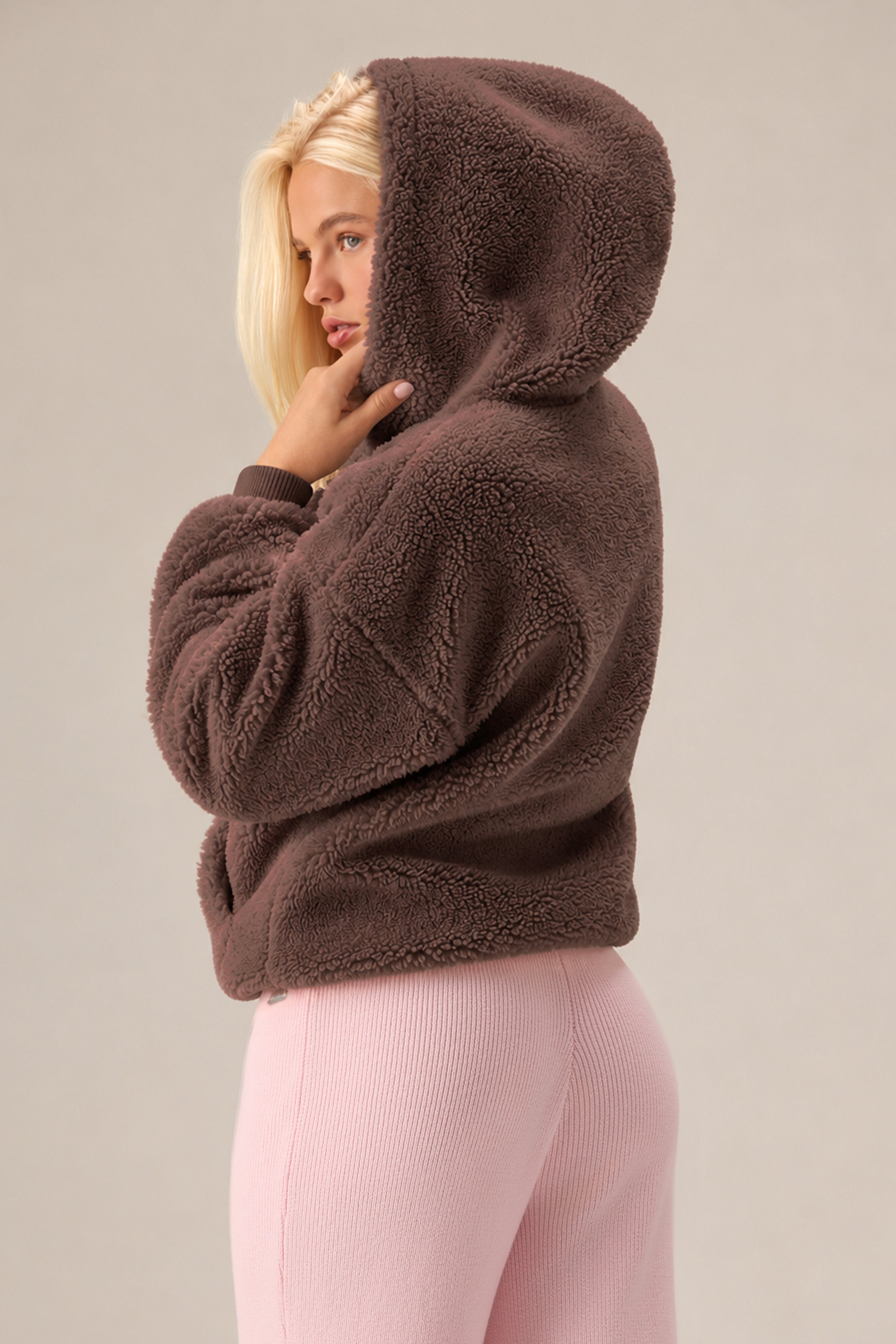 Oh Polly Bo+Tee Hoodie Teddy Chestnut Marron Sweat à Capuche
