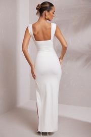 Oh Polly Sloane 6172 robe longue blanche fente modal