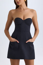 Oh Polly Arta robe bustier mini noire tulipe corset