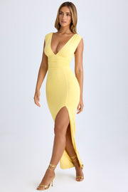 Oh Polly Sloane robe longue jaune modal fente moulante