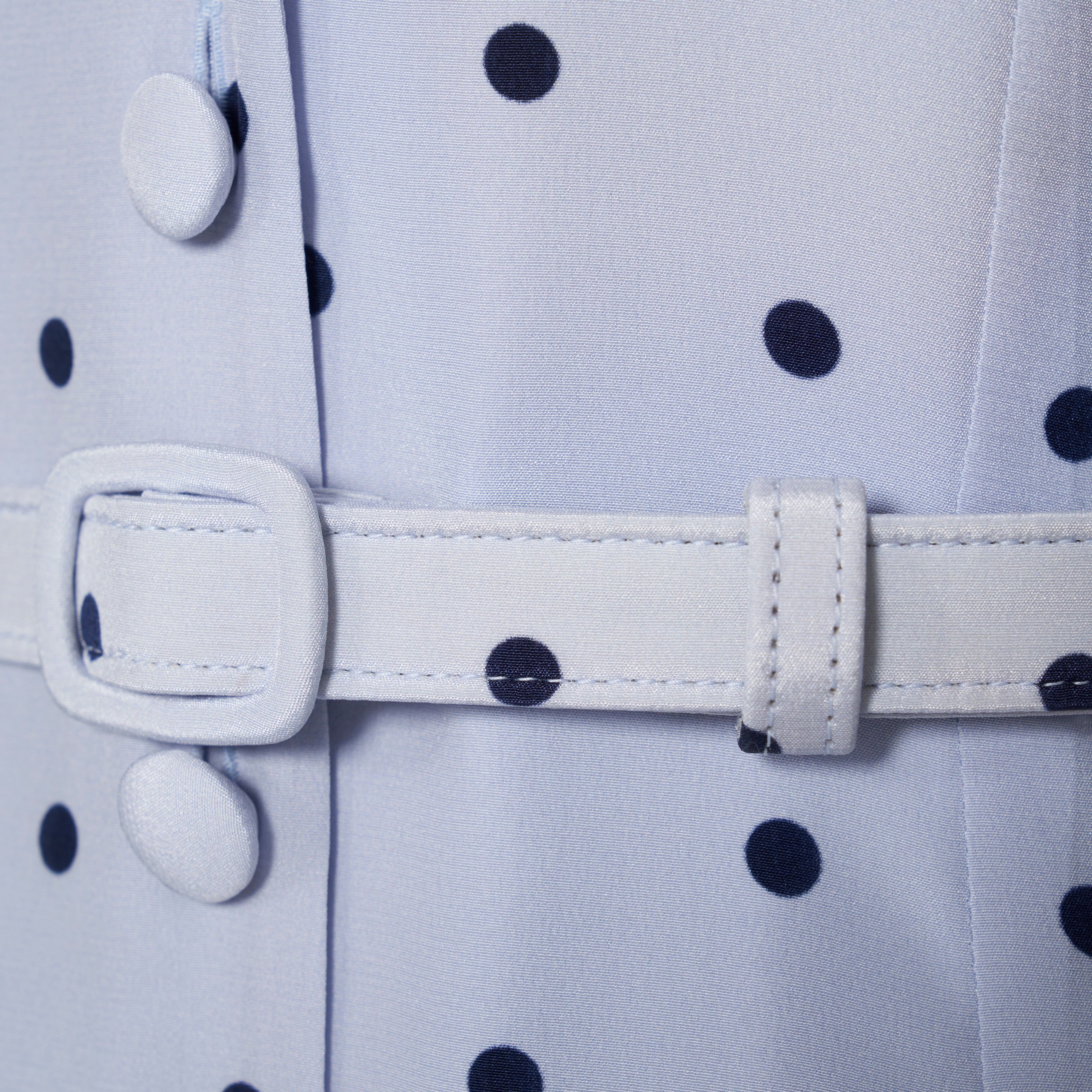 Alessandra Rich Polka-Dot Midi Dress robe bleu pois soie