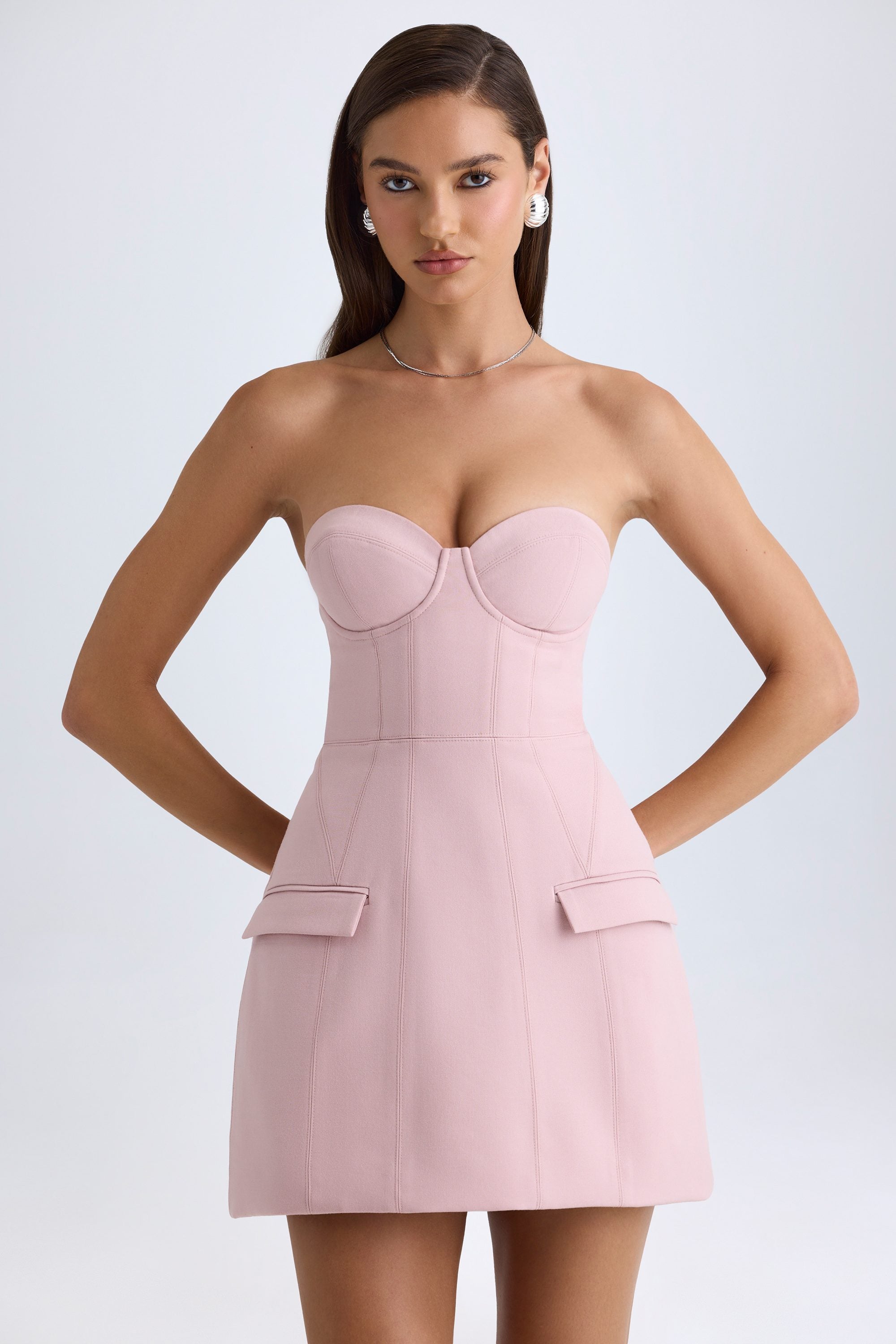Oh Polly Arta robe bustier mini rose mauve corset