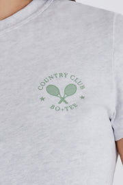 Oh Polly Tops BT2470 tee shirt crop gris chiné coton