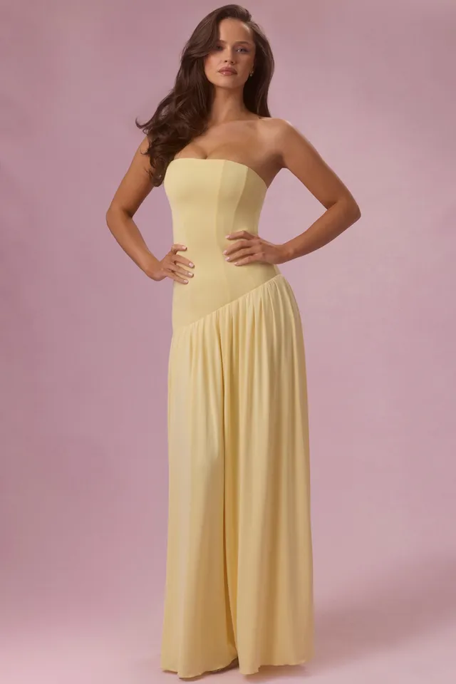 Oh Polly Evelina robe bustier jersey jaune Butter