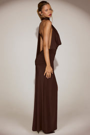 Oh Polly Navina 15479 robe maxi marron dos nu halter