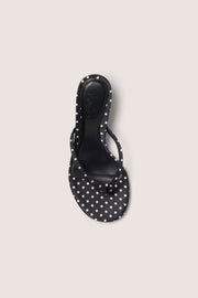Oh Polly Nollan sandales satin noires pois talon 8 cm