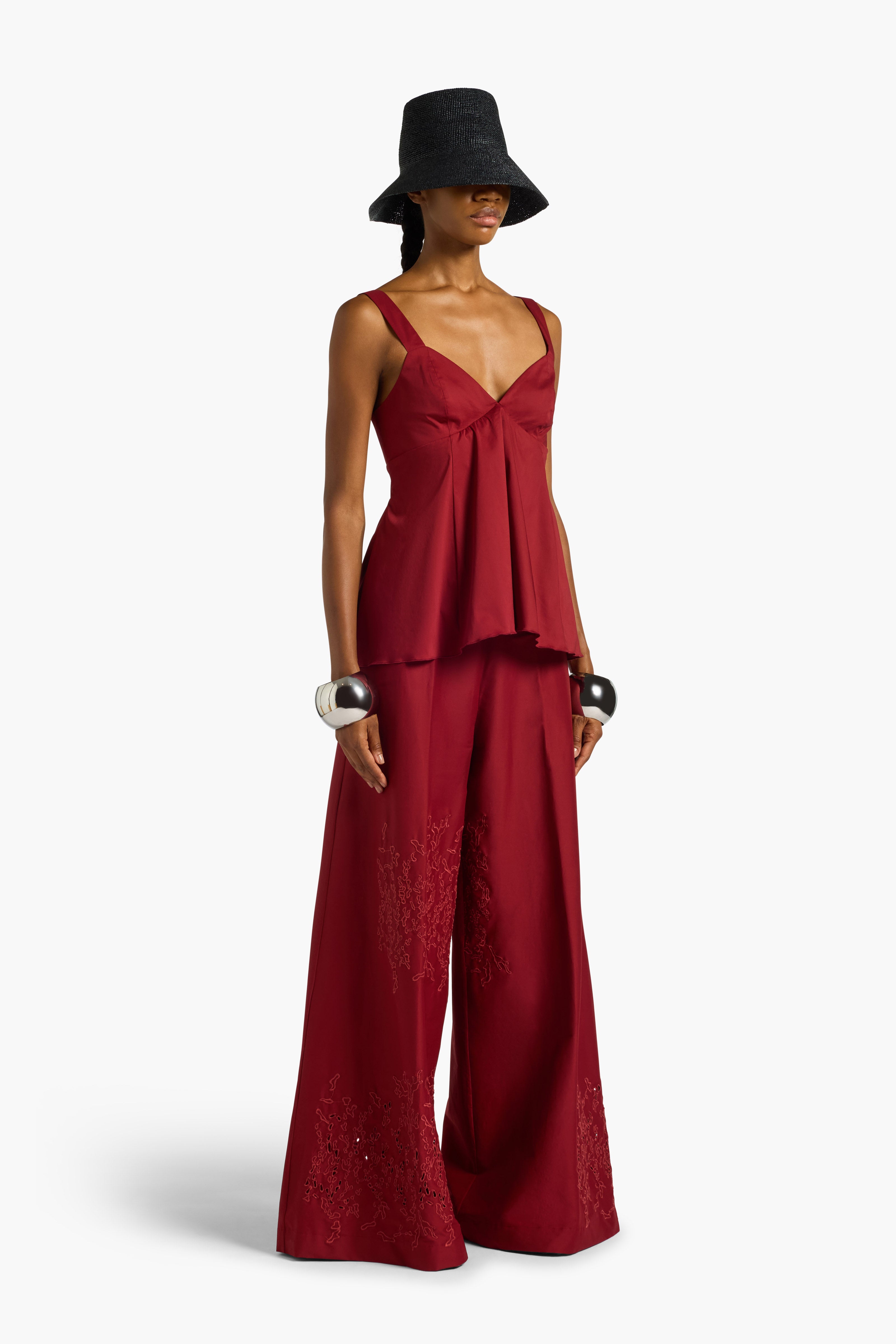 Liviana Conti Ilaria pantalon palazzo corallo terrarossa