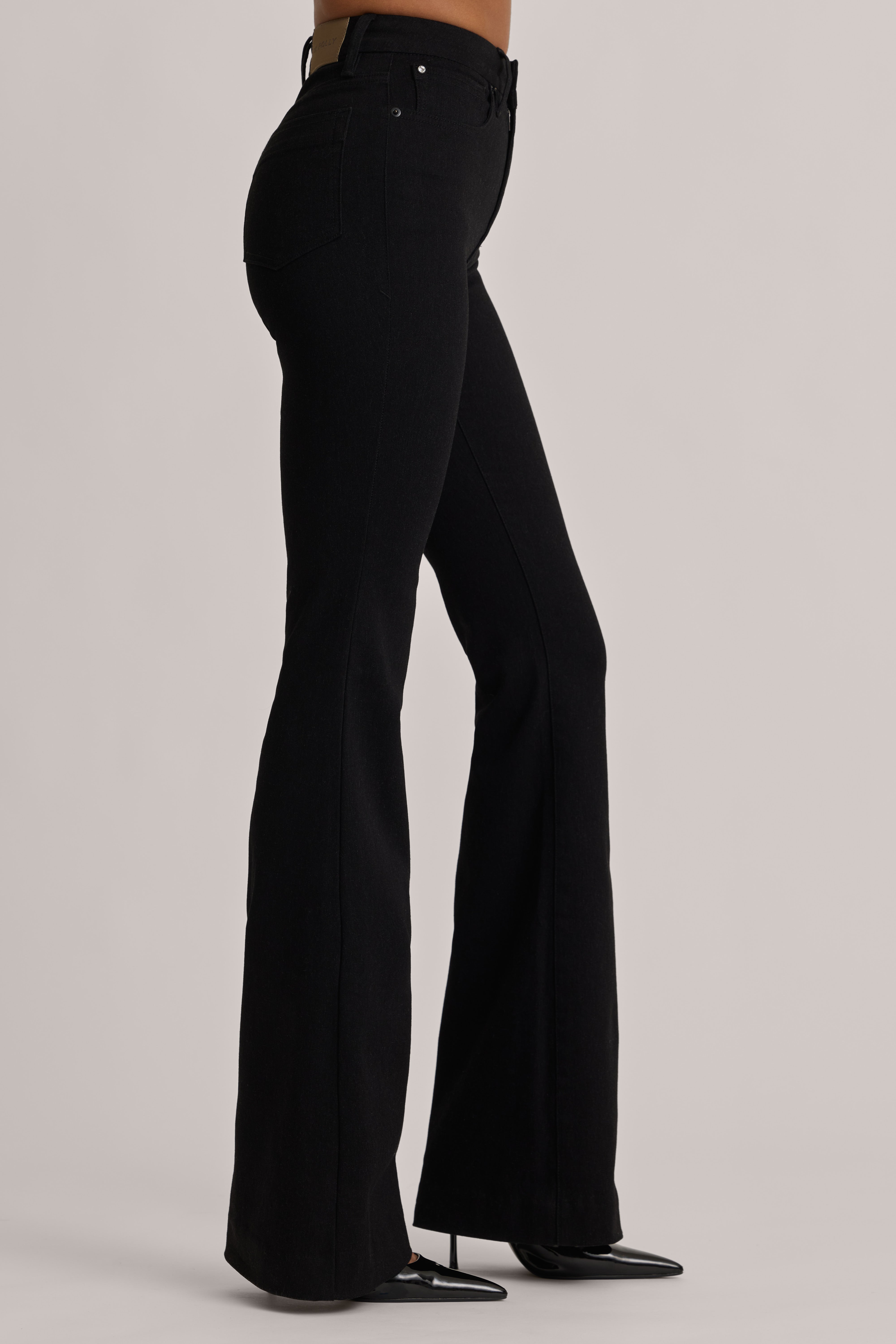 Oh Polly Lola Jean Flare Taille Haute Noir Black Wash
