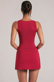 Oh Polly top carré rouge cerise modal moulant sans manche