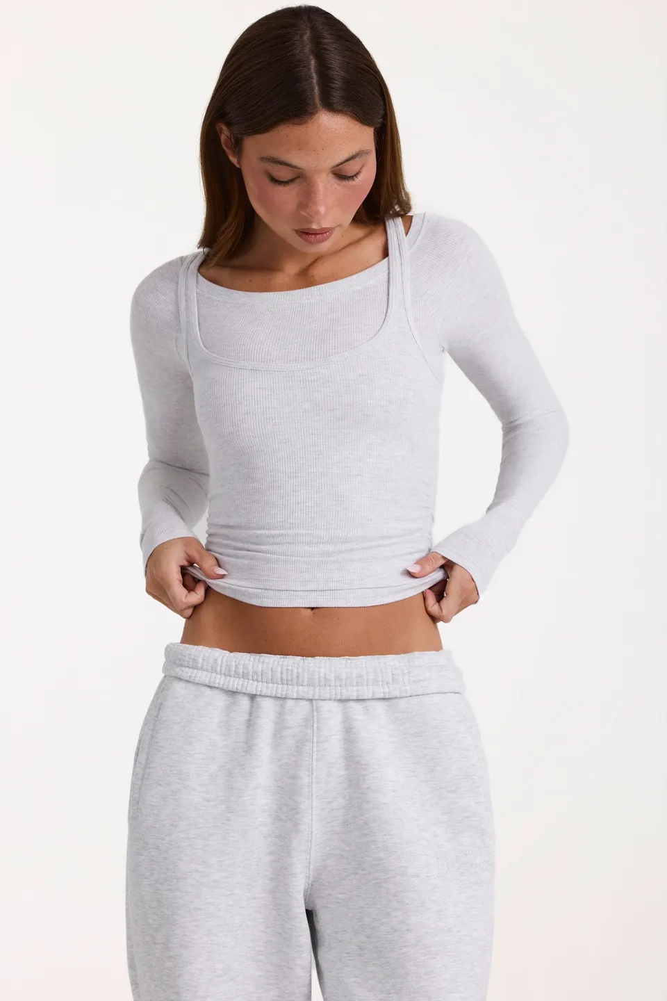 Oh Polly Tops ButterCloud Top Grey Marl gris chiné