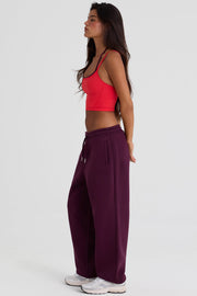 Oh Polly Trousers jogging bordeaux coton taille mi-haute