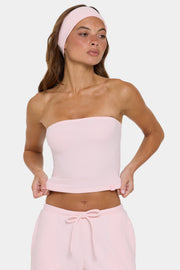 Oh Polly Tops Bandeau Ribbed Jersey top pêche rayé