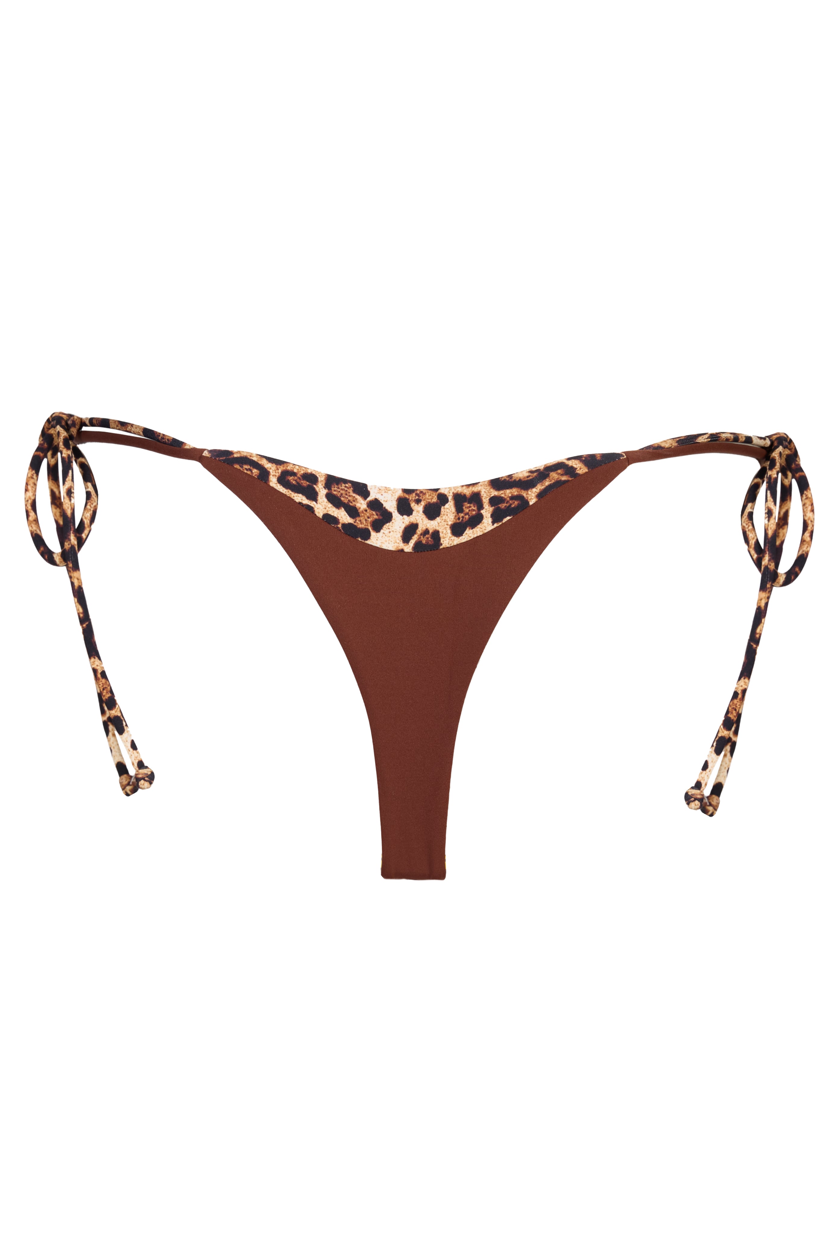 Oh Polly Simra Bas Bikini String Marron Noué Taille Haute