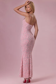 Oh Polly Valora robe maxi blush perles 3D col carré