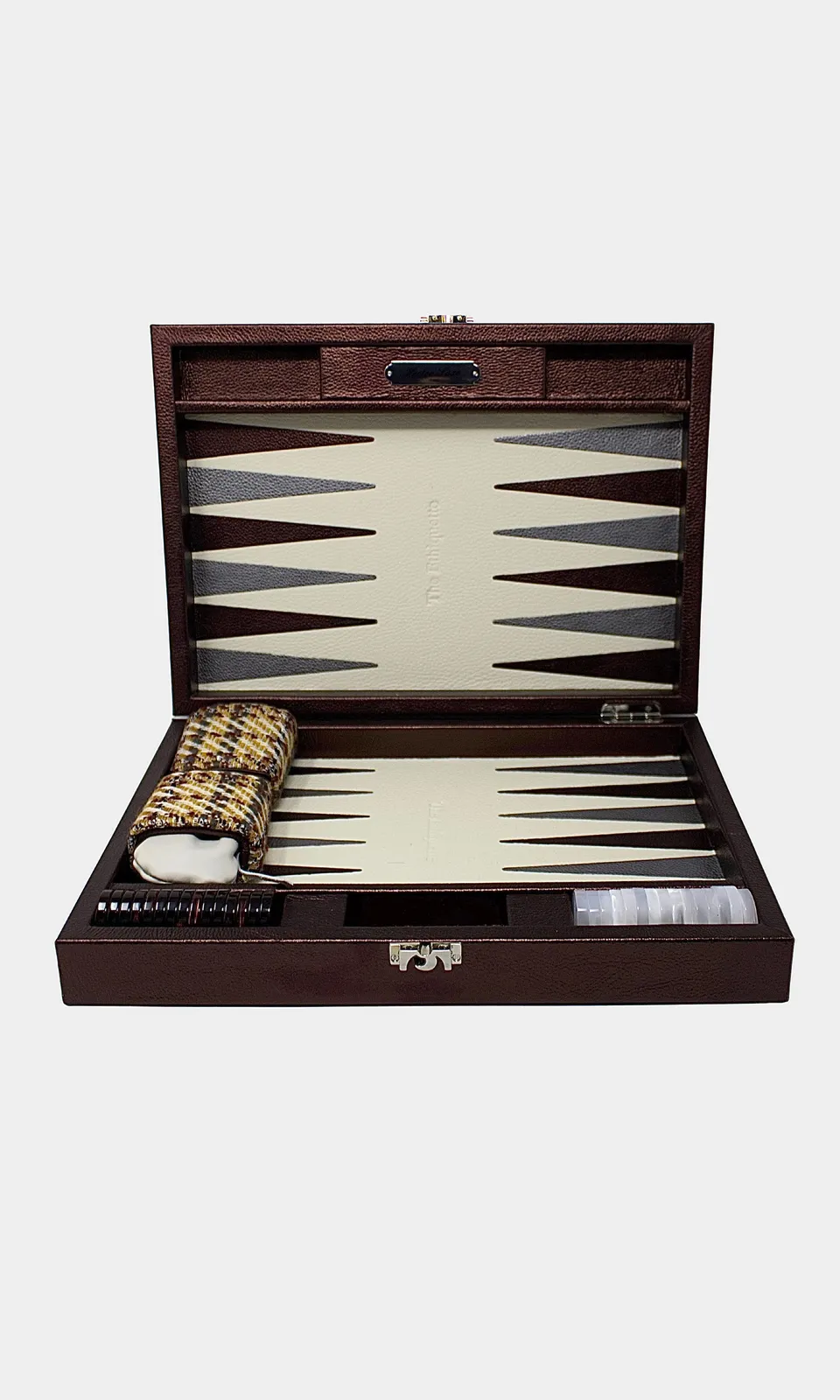 The Ethiquette Maison Villeroy backgammon cuir bordeaux