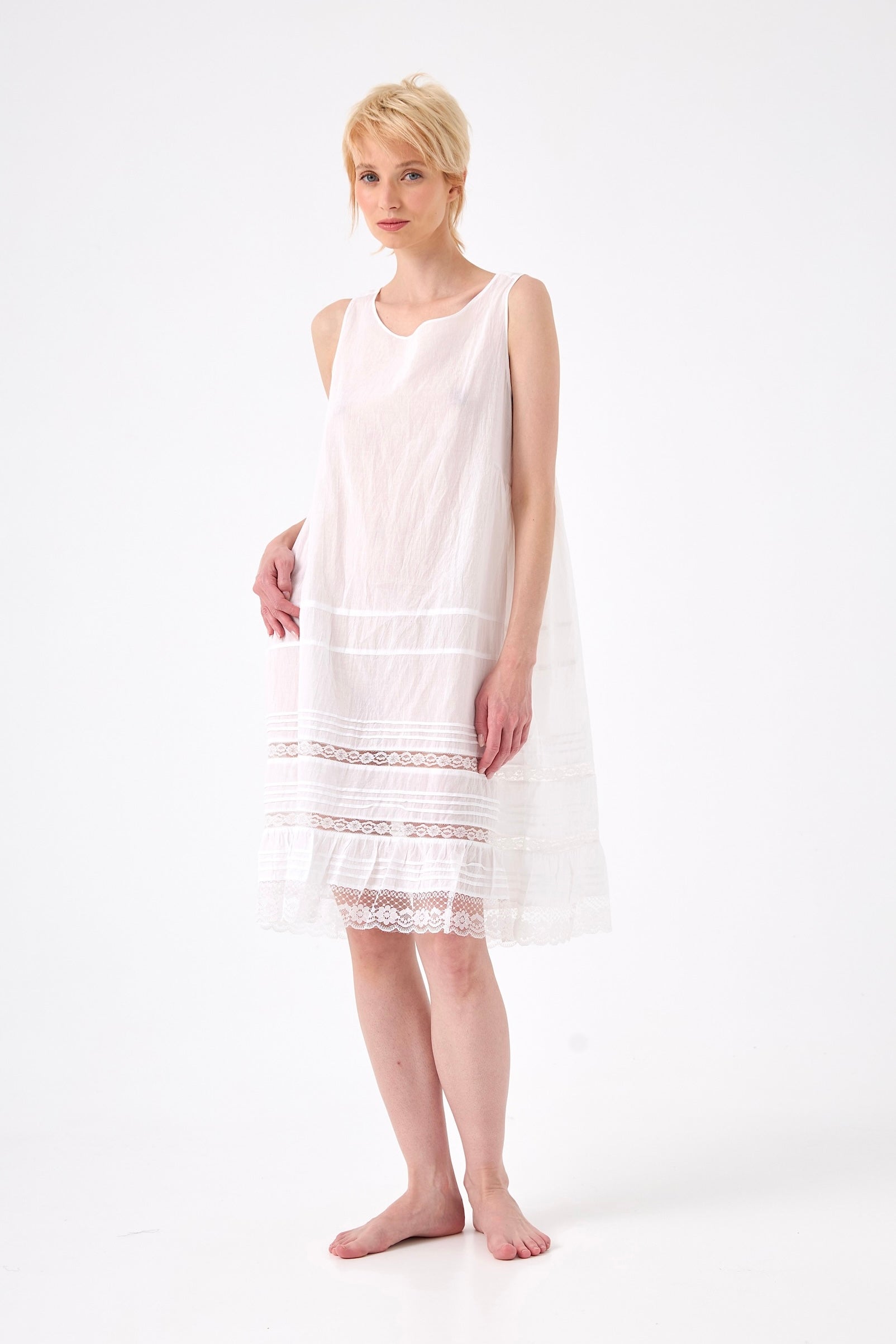 Chicosoleil Lucette robe courte blanche dentelle coton