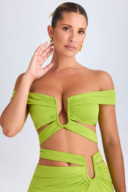 Oh Polly Zene crop top découpé lime green épaules dénudées