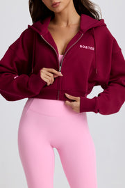 Oh Polly hoodie court zippé bordeaux coton cropped