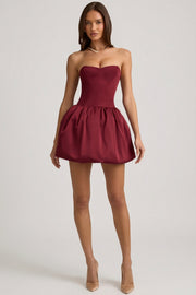 Oh Polly Gloriana Robe bustier satin convertible rouge vin