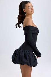 Oh Polly Serra mini robe noire épaules dénudées modal