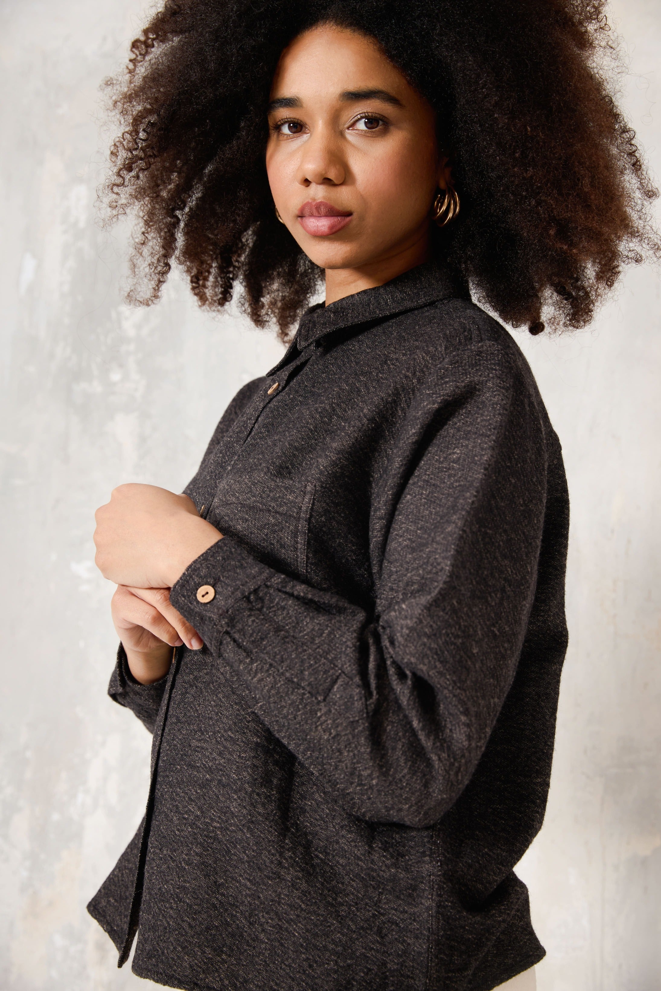 Chicosoleil Debra veste noir chiné laine vierge