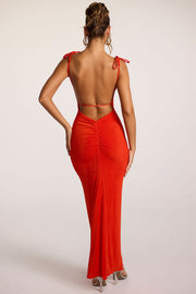 Oh Polly Noelia 7549 robe longue rouge feu dos nu