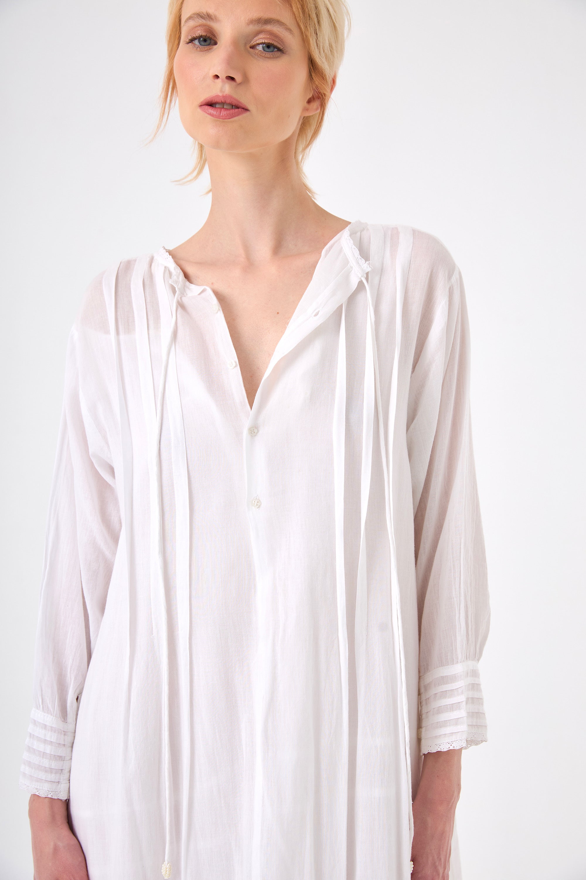 Chicosoleil Claudia robe longue blanc dentelle coton