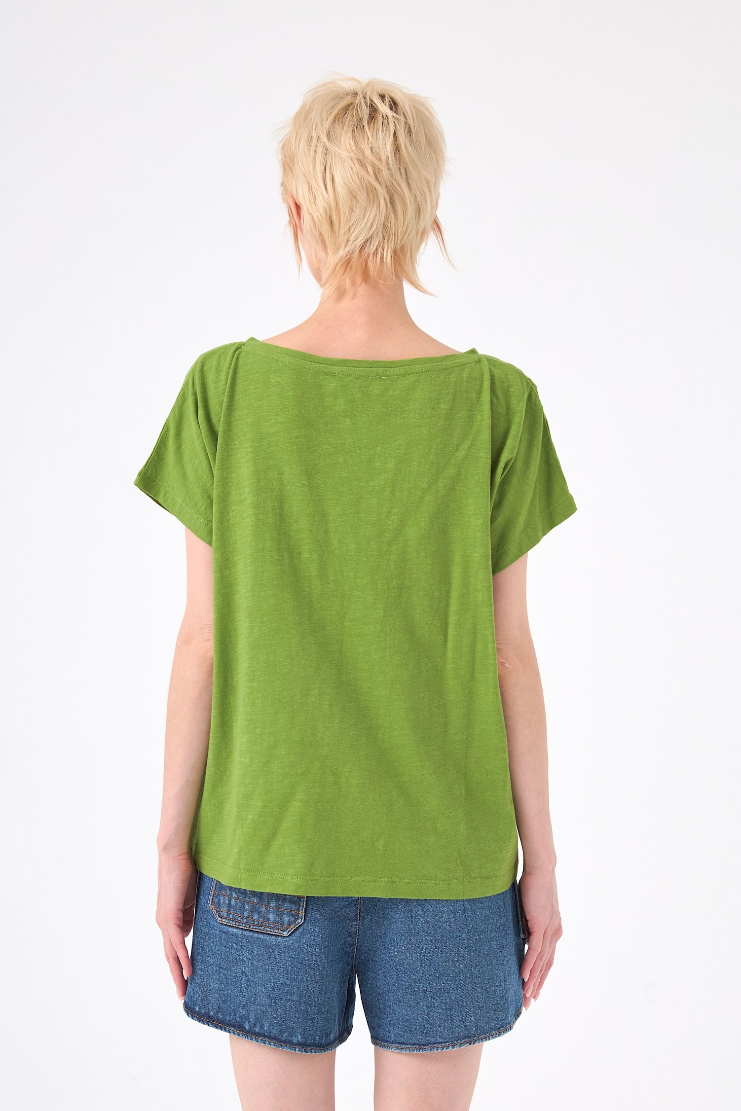 Chicosoleil Roxy tee-shirt vert péridot col V coton