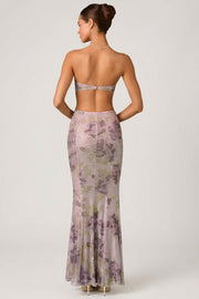 Oh Polly Lucienne robe maxi sirène lilas à strass