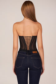 Oh Polly Tops Haut Zoa Noir Corset Bustier Lacé