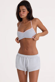 Oh Polly BT1627 Mini Short Jersey Gris Taille Élastiquée