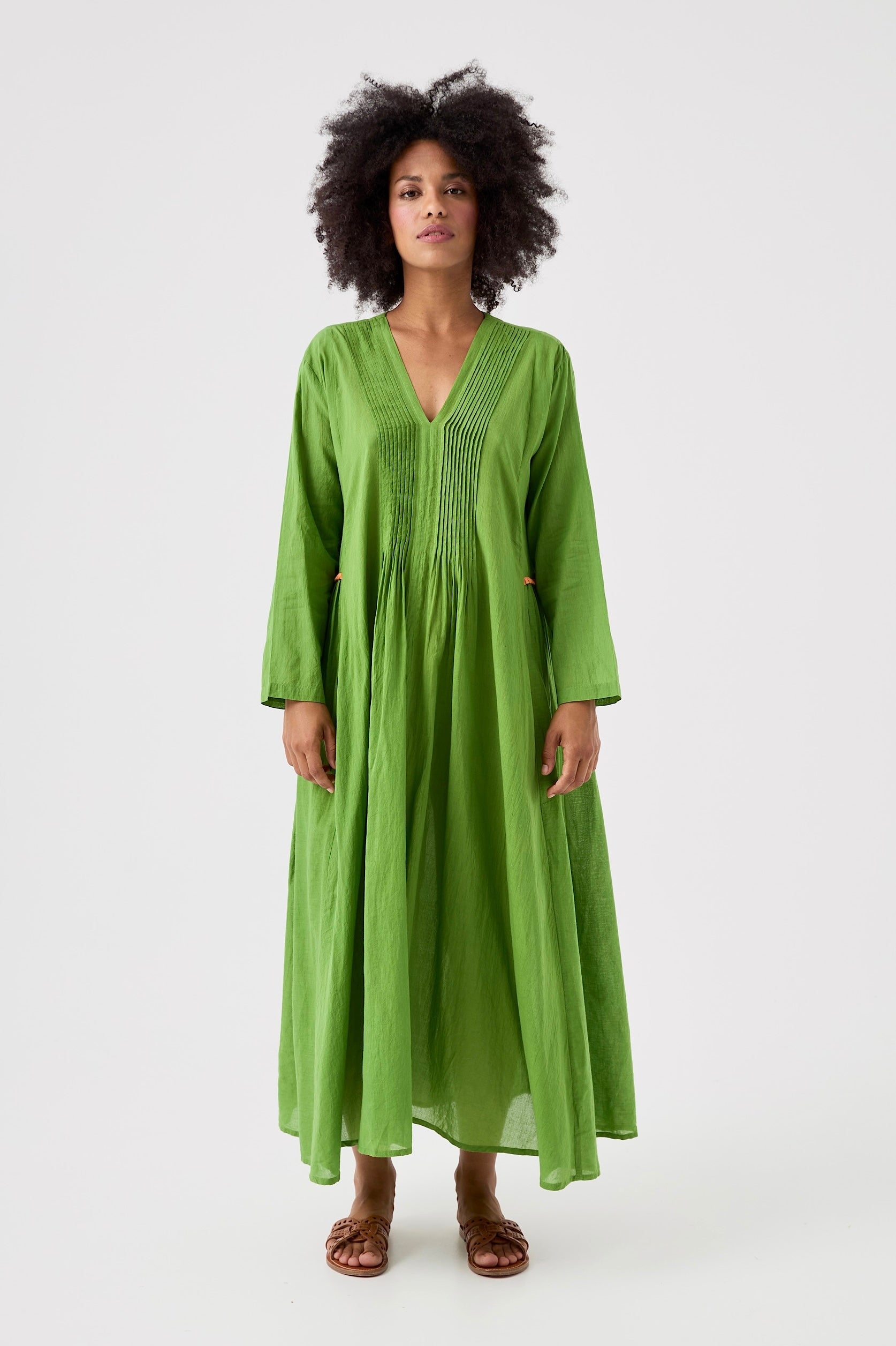 Chicosoleil Robes Zazie robe longue vert voile coton