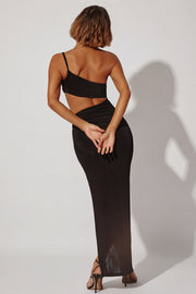 Oh Polly Ishtar 5715 robe longue noire une épaule