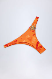 Oh Polly Beqa Bas Bikini Cheeky Orange Orchid Print Taille Haute
