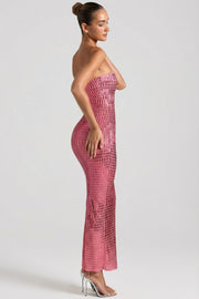 Oh Polly Amaya robe bustier longue pastèque strass