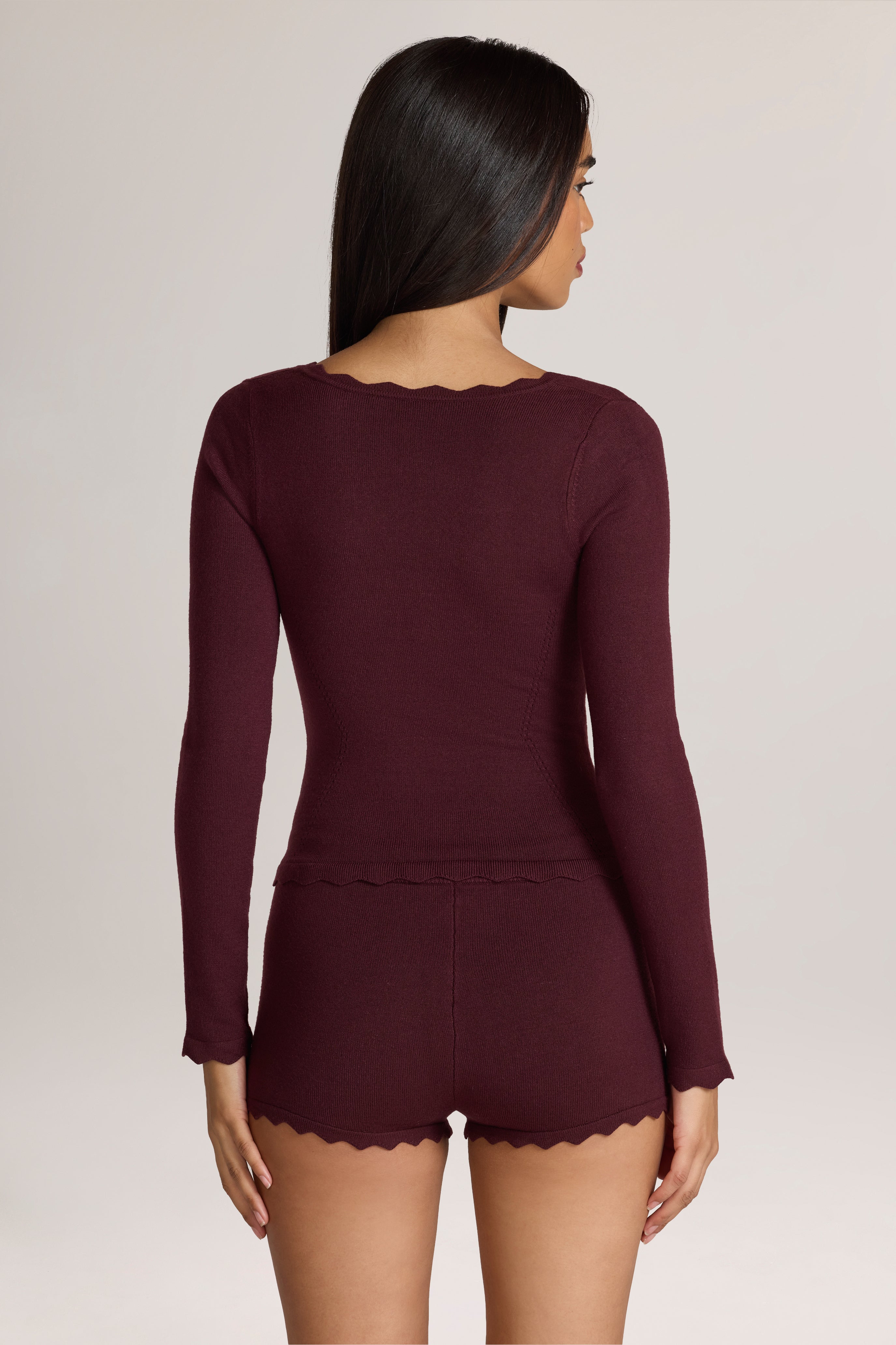 Oh Polly Knitwear Sassie cardigan marron Cocoa Brown maille fine