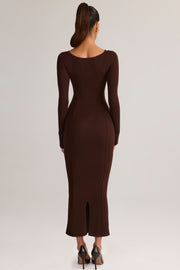 Oh Polly Ori robe midi marron chocolat modal