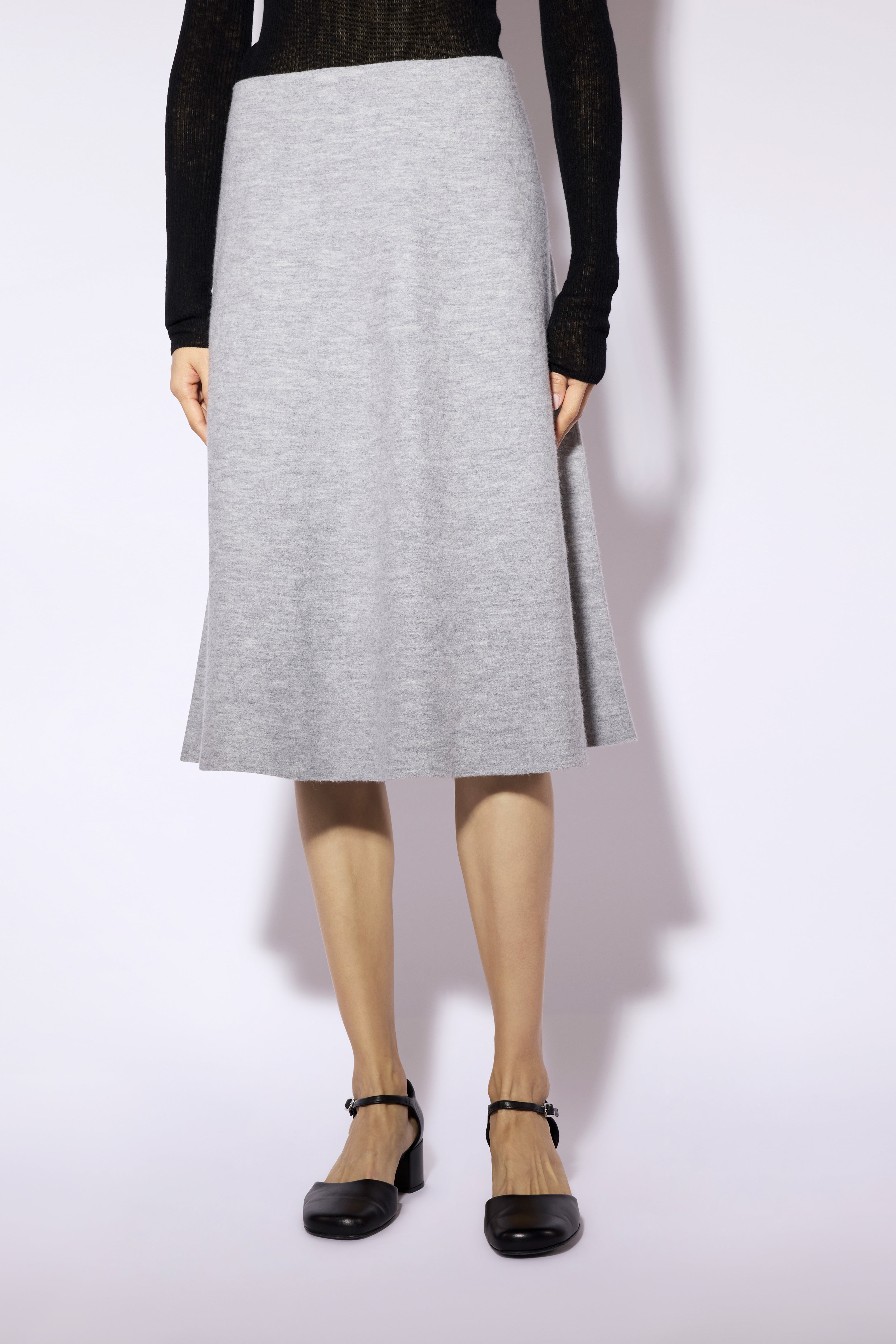 Liviana Conti Gladys jupe midi femme laine gris clair
