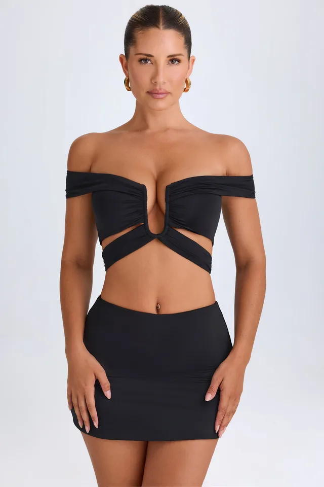 Oh Polly Nazli mini jupe noire jersey taille mi-haute