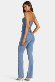 Oh Polly Lilianna Jean Évasé Bleu Moyen Taille Basse