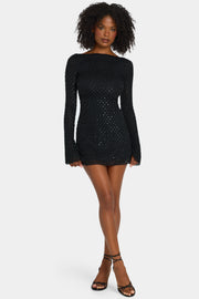 Oh Polly Embellished Grazina robe mini noire strass