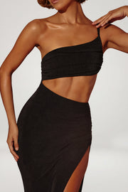 Oh Polly Ishtar 5715 robe longue noire une épaule