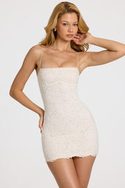 Oh Polly Vaeda 16409 mini robe blanche dentelle festonnée