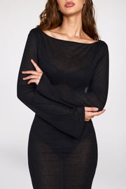 Oh Polly Frances robe maxi noire transparente dos nu