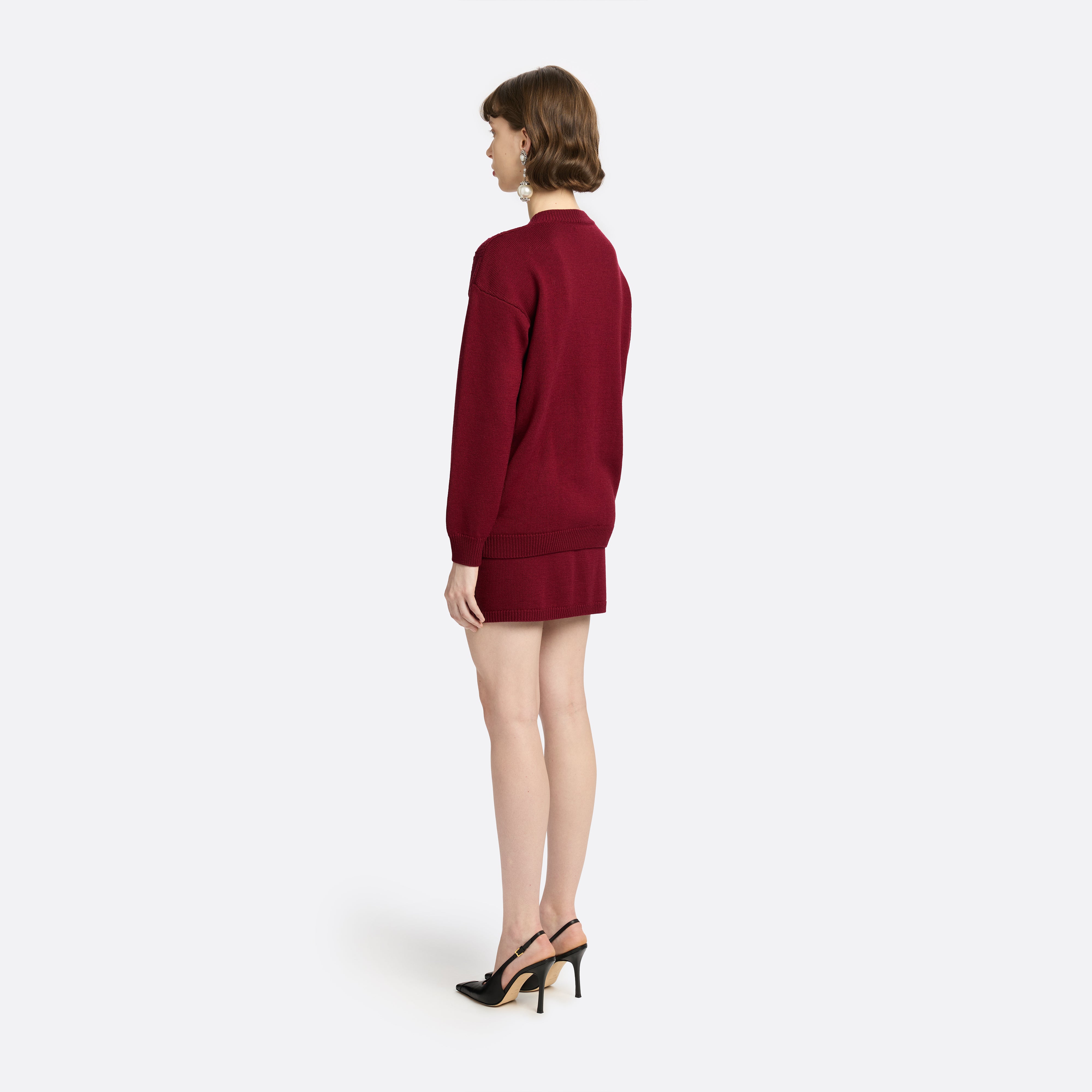 Alessandra Rich Merino Wool cardigan laine bordeaux taille 40